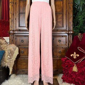 Isaac Mizrahi Live! Soft Pink Lace Cotton Blend Scallop Hem Pant